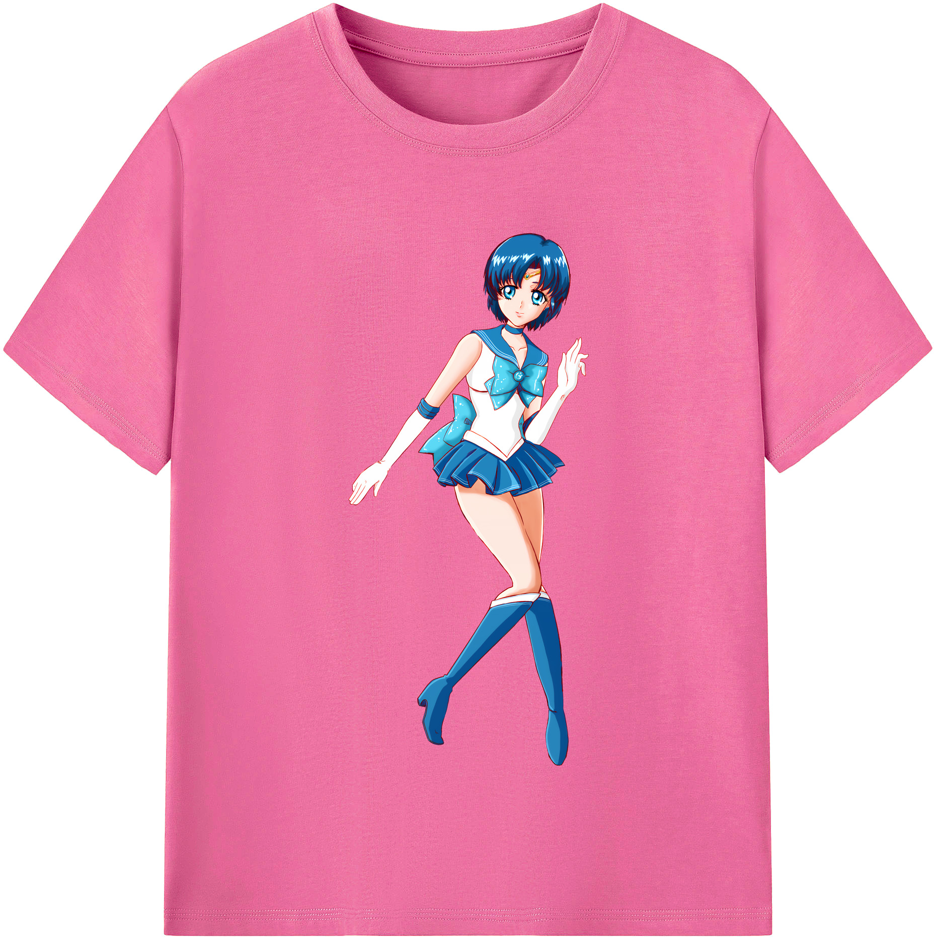 （画像用） 美少女戦士セーラームーン 水野 亜美 みずの あみ Sailor Moon Mizuno Ami レディースカジュアルプリントTシャツ（綿100％）